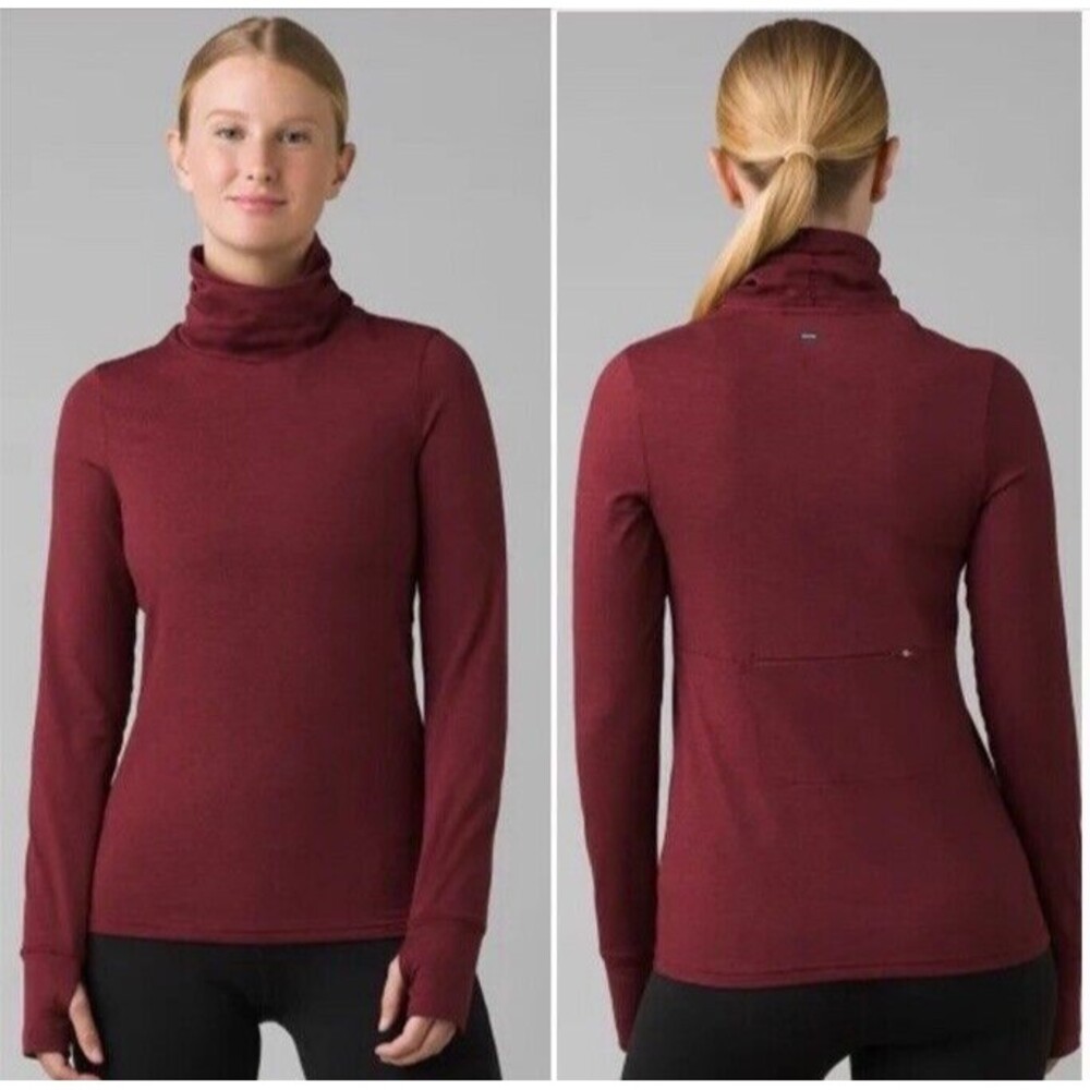 PRANA Ice Flow Long Sleeve Turtle Neck Lightweight Base Layer Warm Mulberry XL